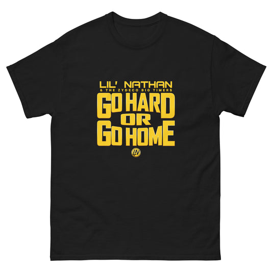 Men's "Go Hard or Go Home" T- Shirt (Gold Print)