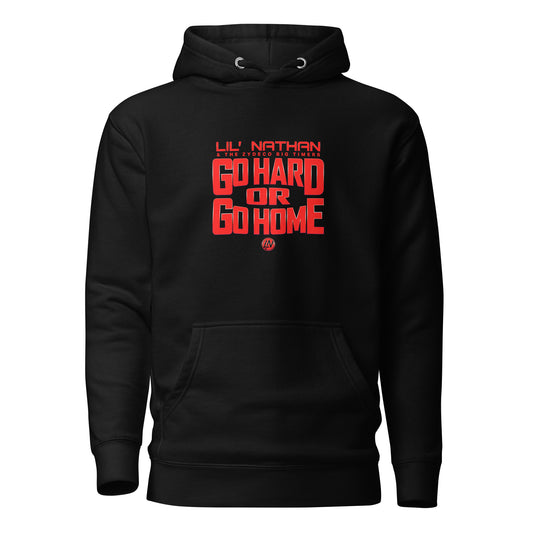 "Go Hard or Go Home" Unisex Hoodie (Red Print)